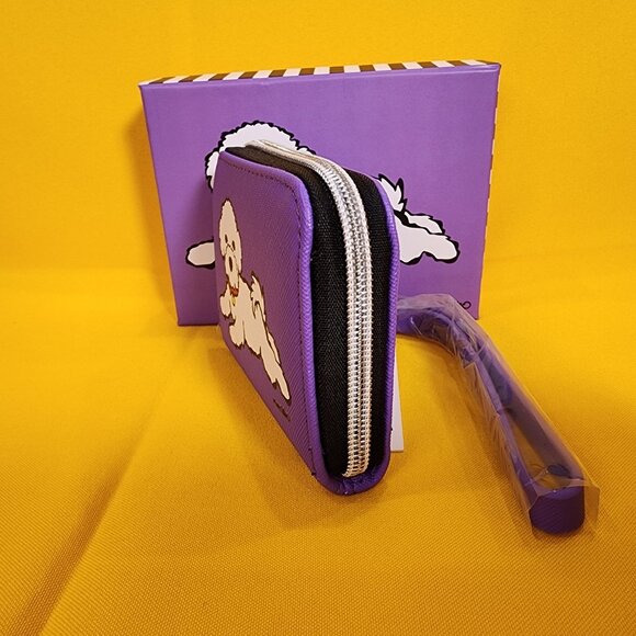 Marc Tetro Bichon Frise Purple Dog Wallet Cardholder Wristlet NEW - Picture 5 of 9